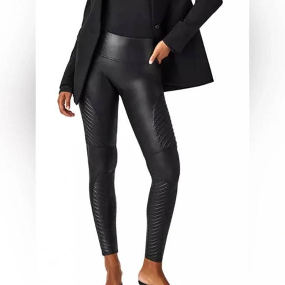 SPANX Pants - SPANX|| Moto Faux Leather Leggings,Like New size Medium